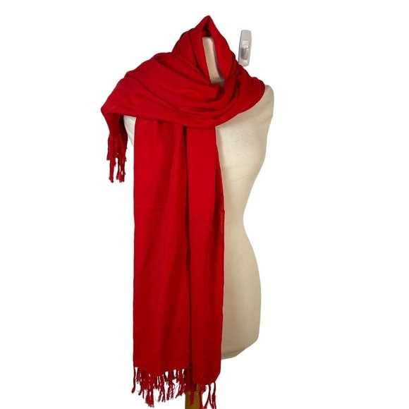 Bali Collection Long Scarf with fringe Red Scarf Shall Sarong wrap 64 in. - Picture 4 of 13